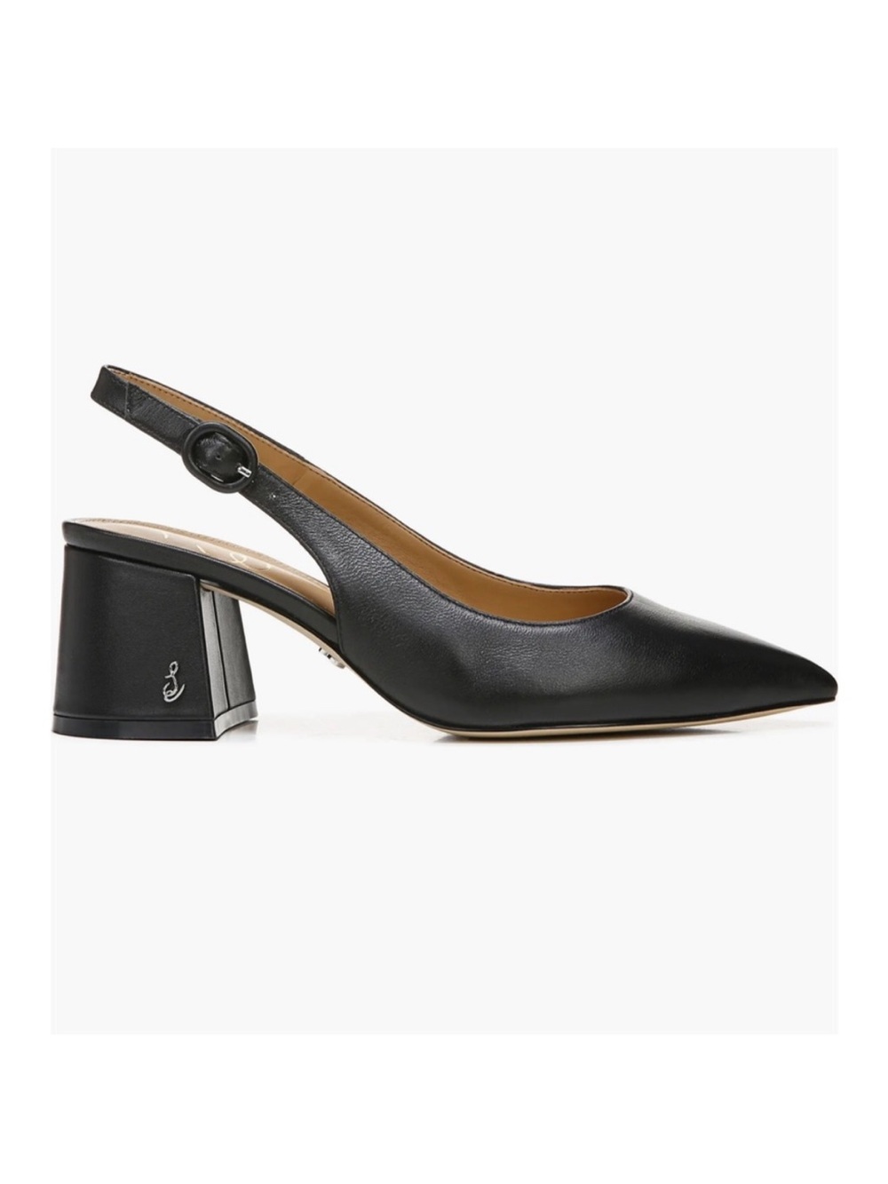 Sam Edelman Petra - Black Pointed-Toe Slingback Block Heel Pumps - Picture 4 of 9